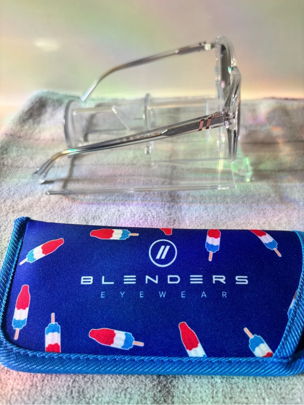 Blenders Cool Iris Polarized Square Sunglasses Clear Plastic Frame Gray Lenses